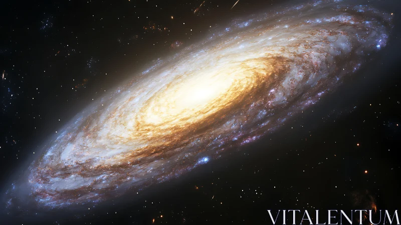 Spiral galaxy rendered in space with luminous bright core
