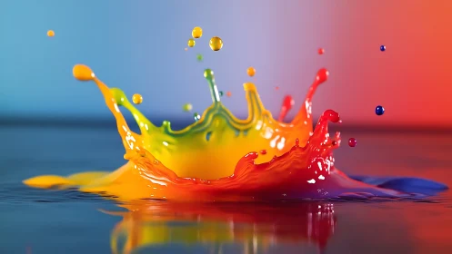 Exploding rainbow paint splash freezes dynamic creative energy