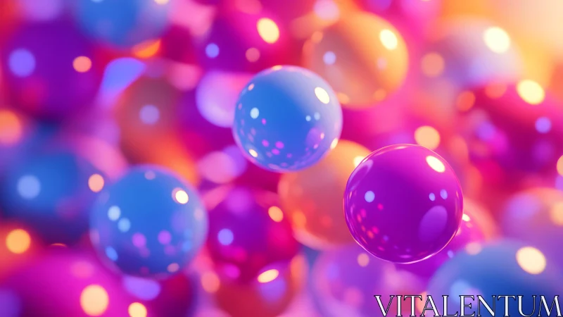 Vibrant Floating Spheres in Abstract Neon Digital Art Style.