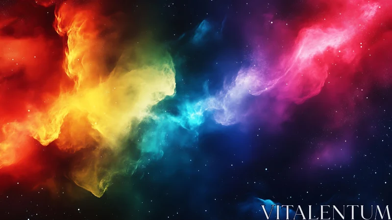 Chromatic nebula band forms a luminous diagonal across space