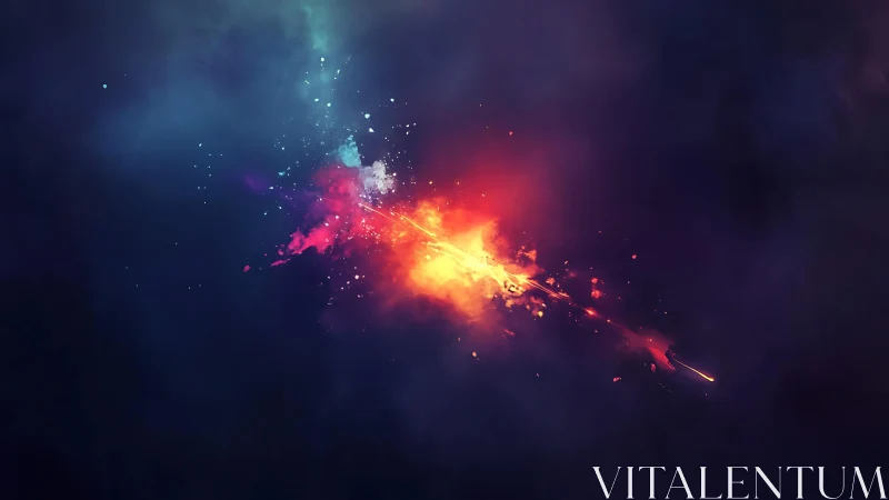 Vibrant Cosmic Explosion Digital Art with Fiery Energy Burst.