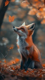 Photorealistic autumn fox portrait with shallow depth of field.