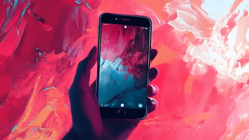 Handheld portal into swirling pink digital daydreams.