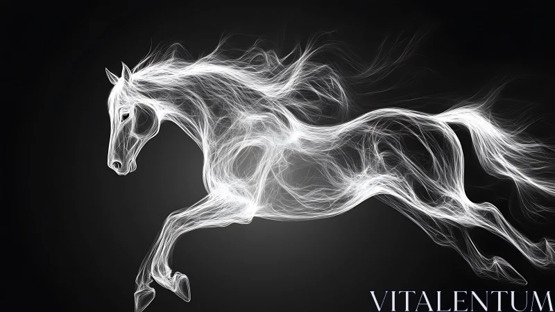 Vector-luminance equine silhouette in dynamic linear motion.