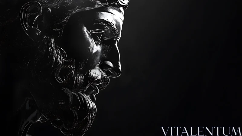 Quiet light traces a thoughtful classical statue profile