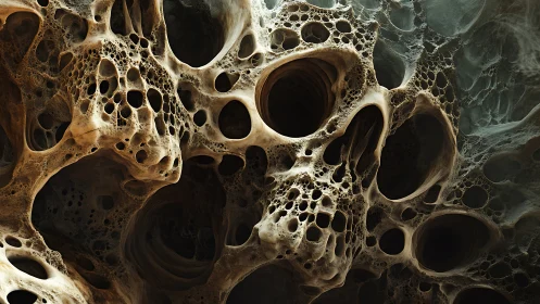 Porous skull caverns brood within a sculpted fossil fog