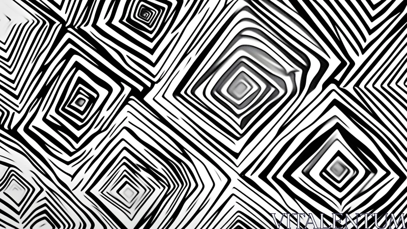 Black and white abstract geometric pattern with optical illusion effect.