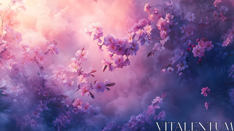 Floral Composition in Pink and Purple Atmospheric Light
