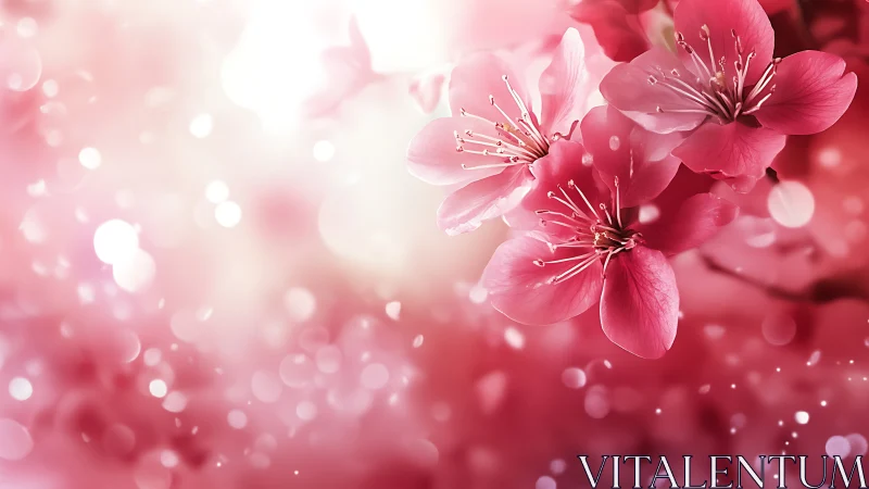 Pink Cherry Blossoms with Bokeh Background. Spring Flowers.