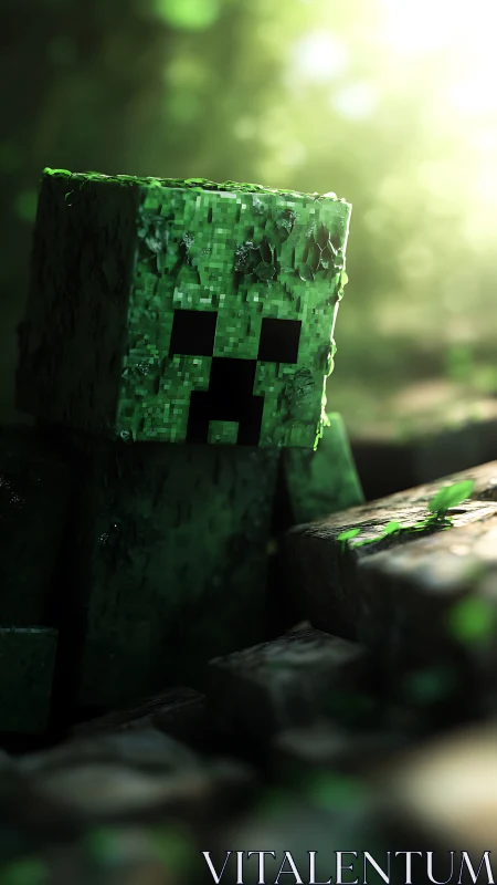 Brooding pixel creeper wandering through emerald morning light.