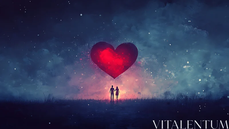 Two Souls Converge Where Neon Hearts Illuminate Twilight