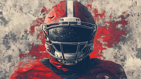 American football player portrait in stylized red uniform.