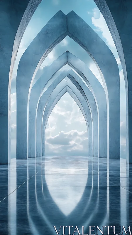 Skyward arches quietly stretch into an endless horizon of light