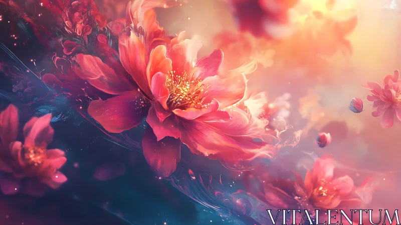 Luminescent Floral Composition with Gradient Background