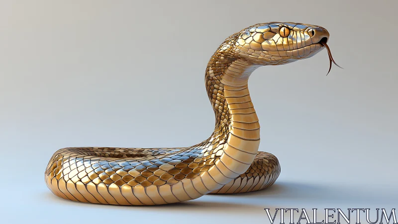 Coiled golden serpent rendered in high-gloss 3D realism