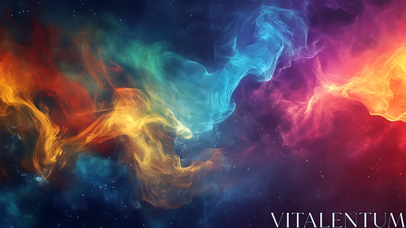 Cosmic color rivers drifting through a quiet starry night.