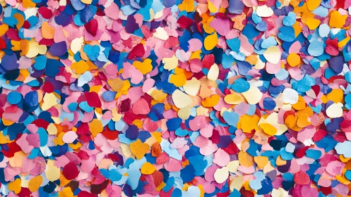 Vibrant multicolor confetti field with overlapping petals