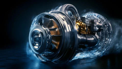Futuristic Jet Engine in Hyper-Realistic Digital Art Style.
