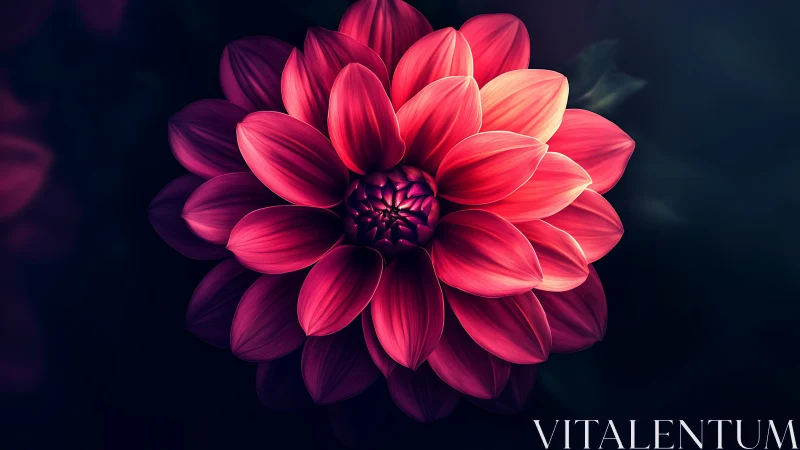 Radiant Dahlia: Luminescent Botanical Form with Neon Gradation.