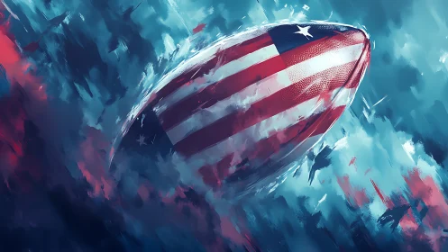 American football rendered as dynamic patriotic comet form
