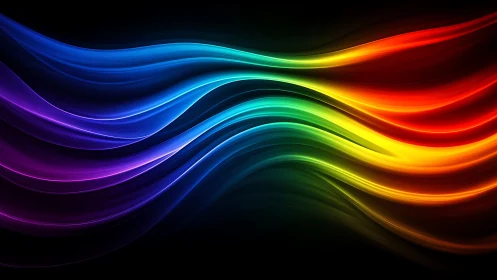 Flowing rainbow waves drifting through a gentle night sky.