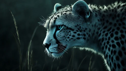 Cheetah in Shadow: Predatory Intensity.