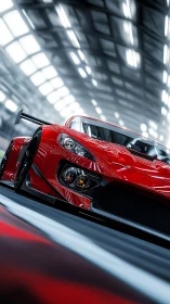 Photorealistic low-angle render of red track-ready supercar.