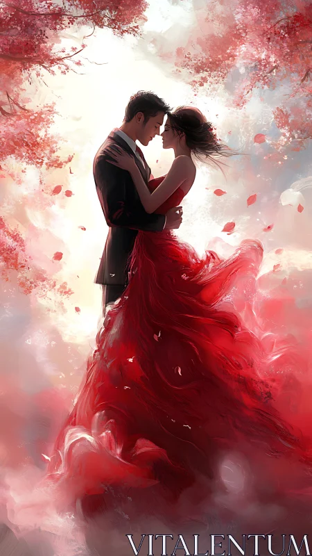 Two Hearts Dancing in Red: A Romantic Dream.