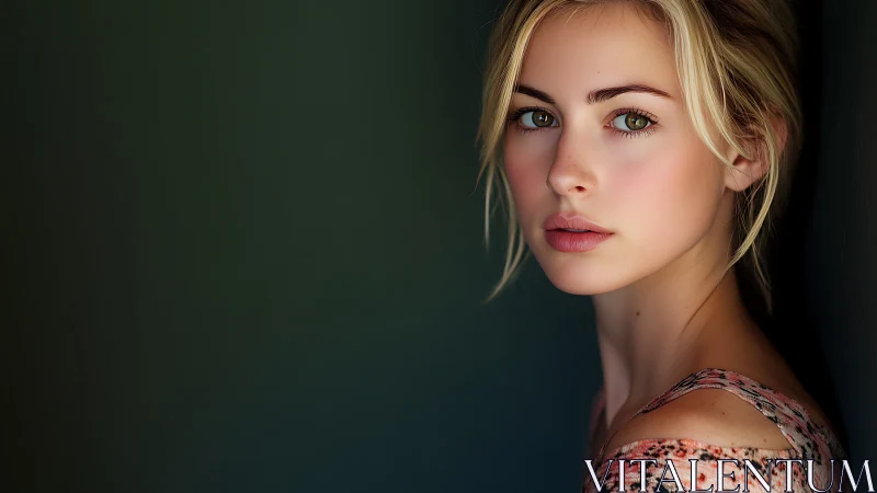 Photorealistic portrait study with soft side-wall composition.