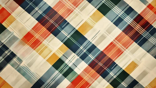 Retro diagonal plaid pattern with warm muted color bands.