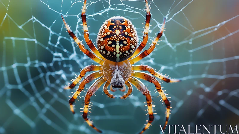 Bold garden spider rests proudly at the heart of its web