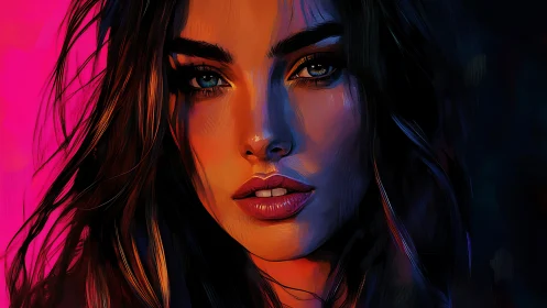 Luminous digital portrait glowing with bold, soulful color.