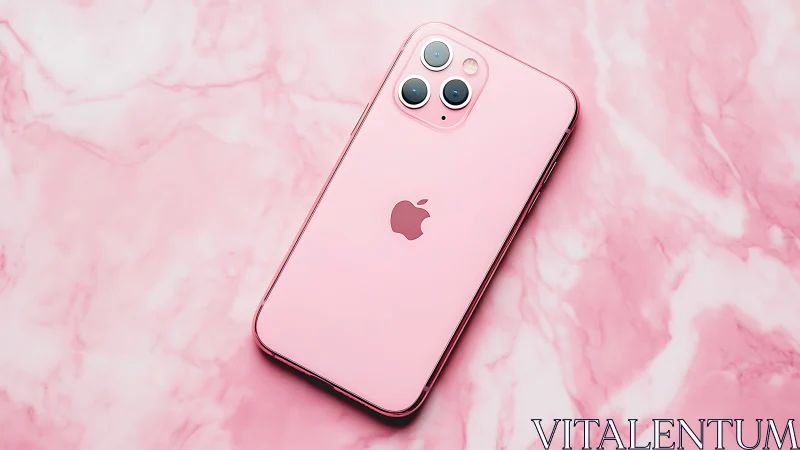Pink iPhone 11 Pro Max smartphone on marble surface