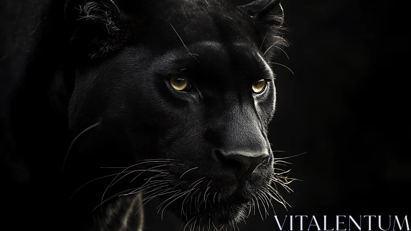 Black Panther's Golden Gaze in Darkness.