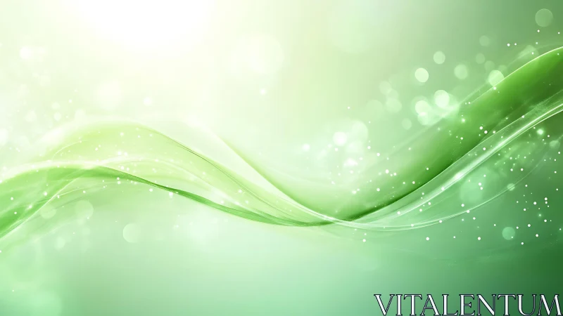 Abstract green wave background with light effects and bokeh style.