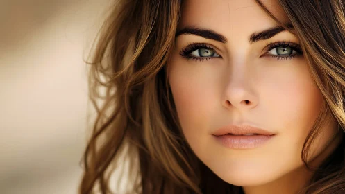 Close-up portrait of woman with neutral facial expression.