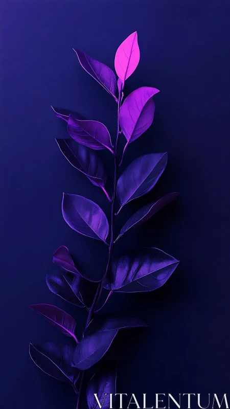 Glowing violet leaves bringing quiet magic to deep blue.