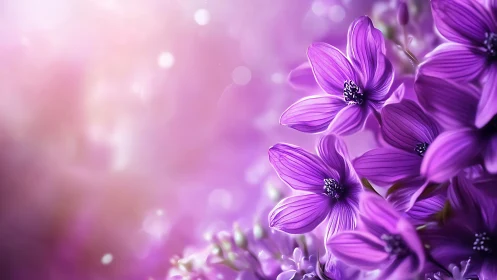 Purple Cosmos Flowers Bloom Against Soft Focus Bokeh