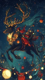 Midwinter sky ride with a lantern-lit legendary reindeer.