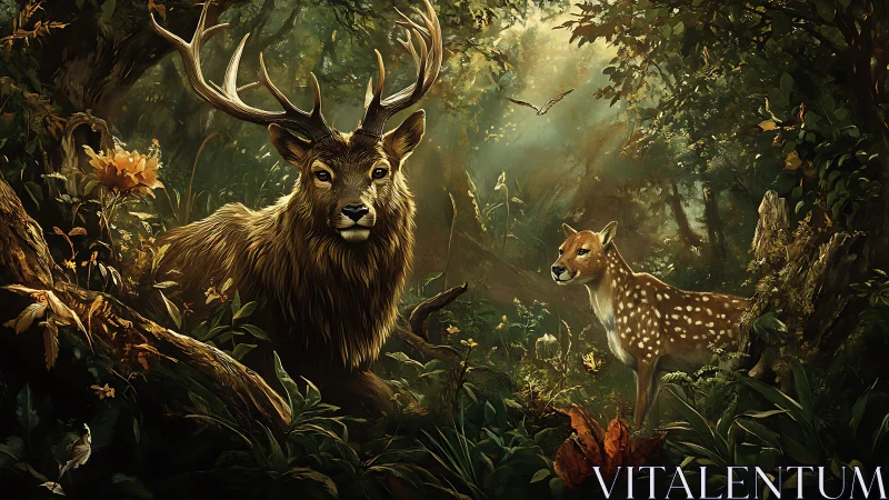 Forest crowns pause in golden hush as twilight dust glows