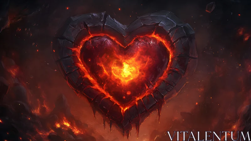 Heart-shaped magma formation with crystalline boundary structure.