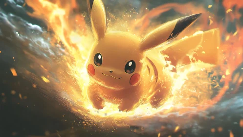 Electric creature surges through explosive firestorm energy