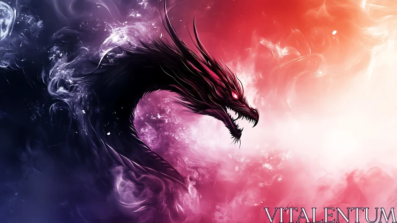 Elemental smoke dragon emerges between night and fire.