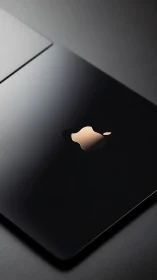 Luminous Apple Logo Glows Against Sleek Black Laptop.