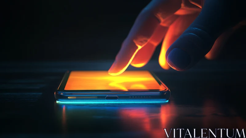 Capacitive touchscreen activation under low-key neon lighting.