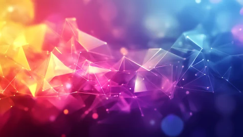 Abstract Geometric Polygonal Network in Vibrant Gradient Colors.