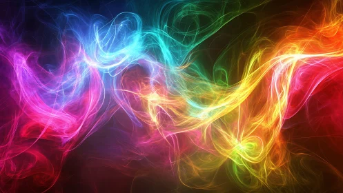 Flowing neon light trails in vibrant spectral motion.