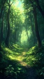 Emerald Cathedral: Where Ancient Timber Towers Frame Ethereal Radiance.