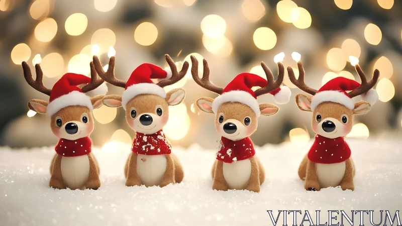 Four tiny reindeer rehearse sparkle-bright holiday cheer