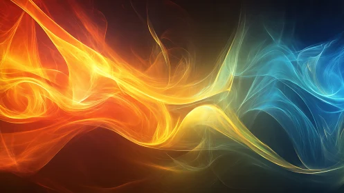 Flowing light waves transitioning from hot orange to cool blue.